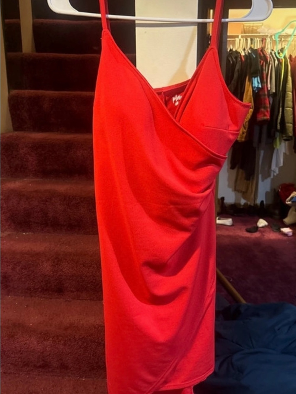 Planet Gold Red Spaghetti-Strap Mini Dress